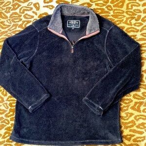 Tribal- Brown Sherpa Pullover Shirt Mens L 1/4 Zip red zipper warm Cozy